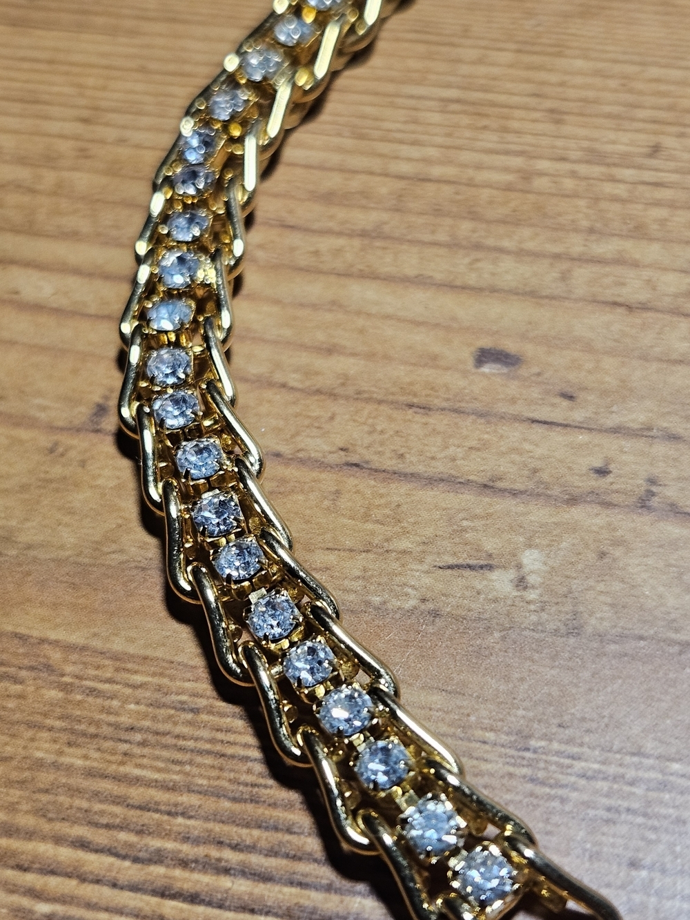 Gold-Tone Crystal Tennis Bracelet - Sparkling Clear Stones